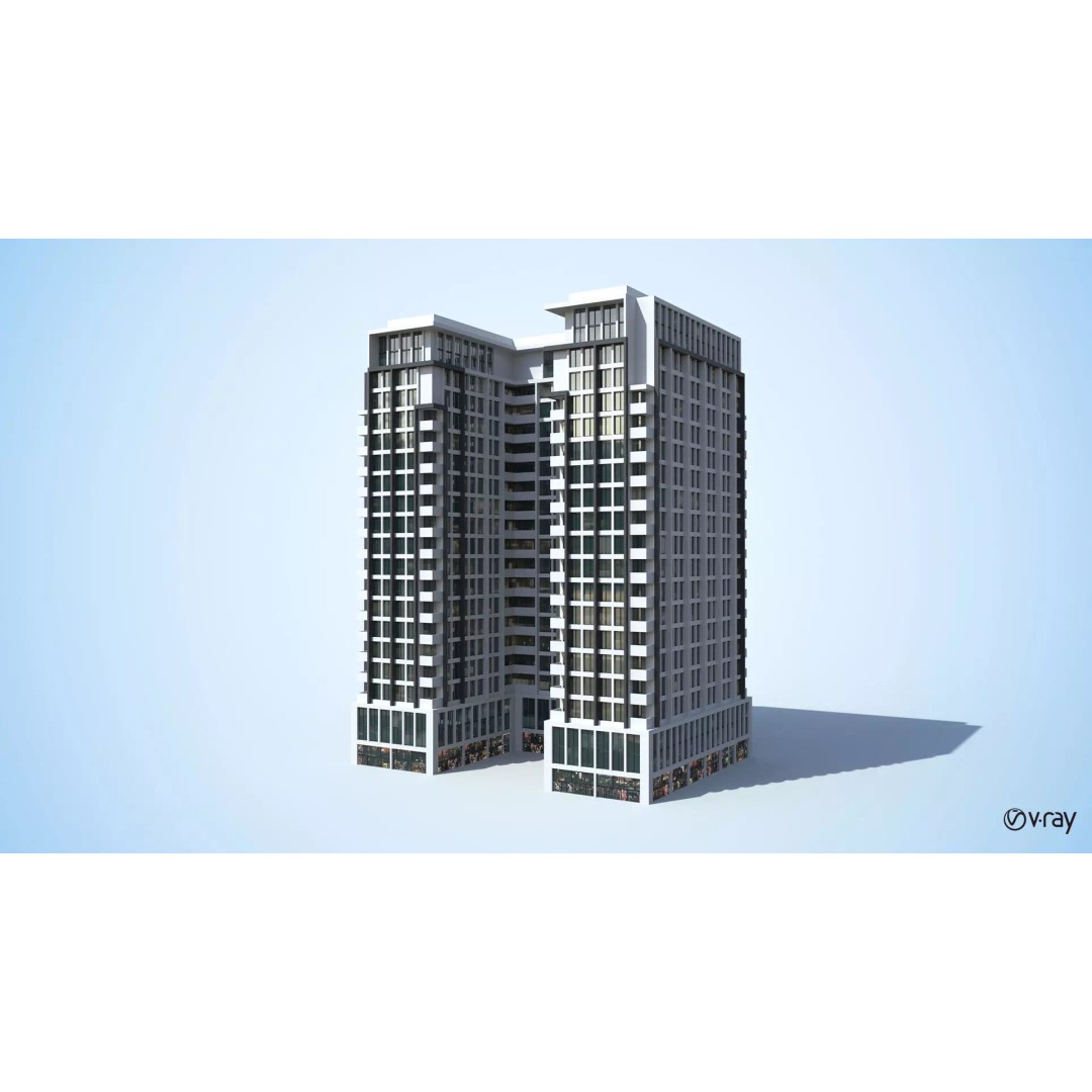Apartment Building 3D Model – Low Poly Day/Night Asset, FBX - View 15