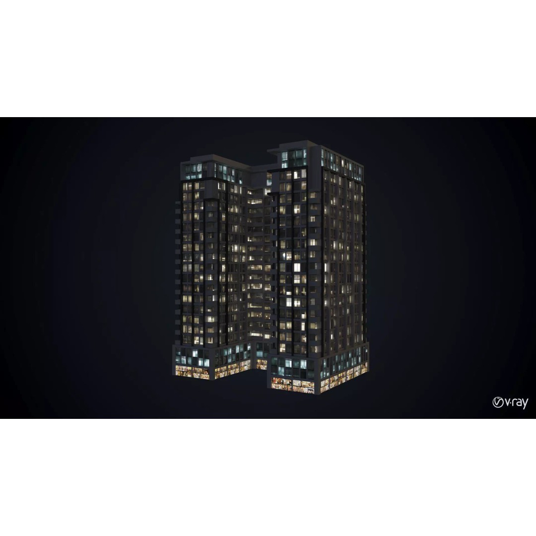 Apartment Building 3D Model – Low Poly Day/Night Asset, FBX - View 16