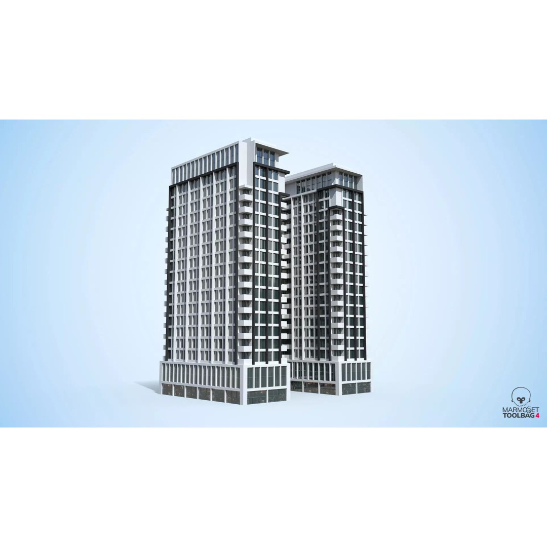 Apartment Building 3D Model – Low Poly Day/Night Asset, FBX - View 5