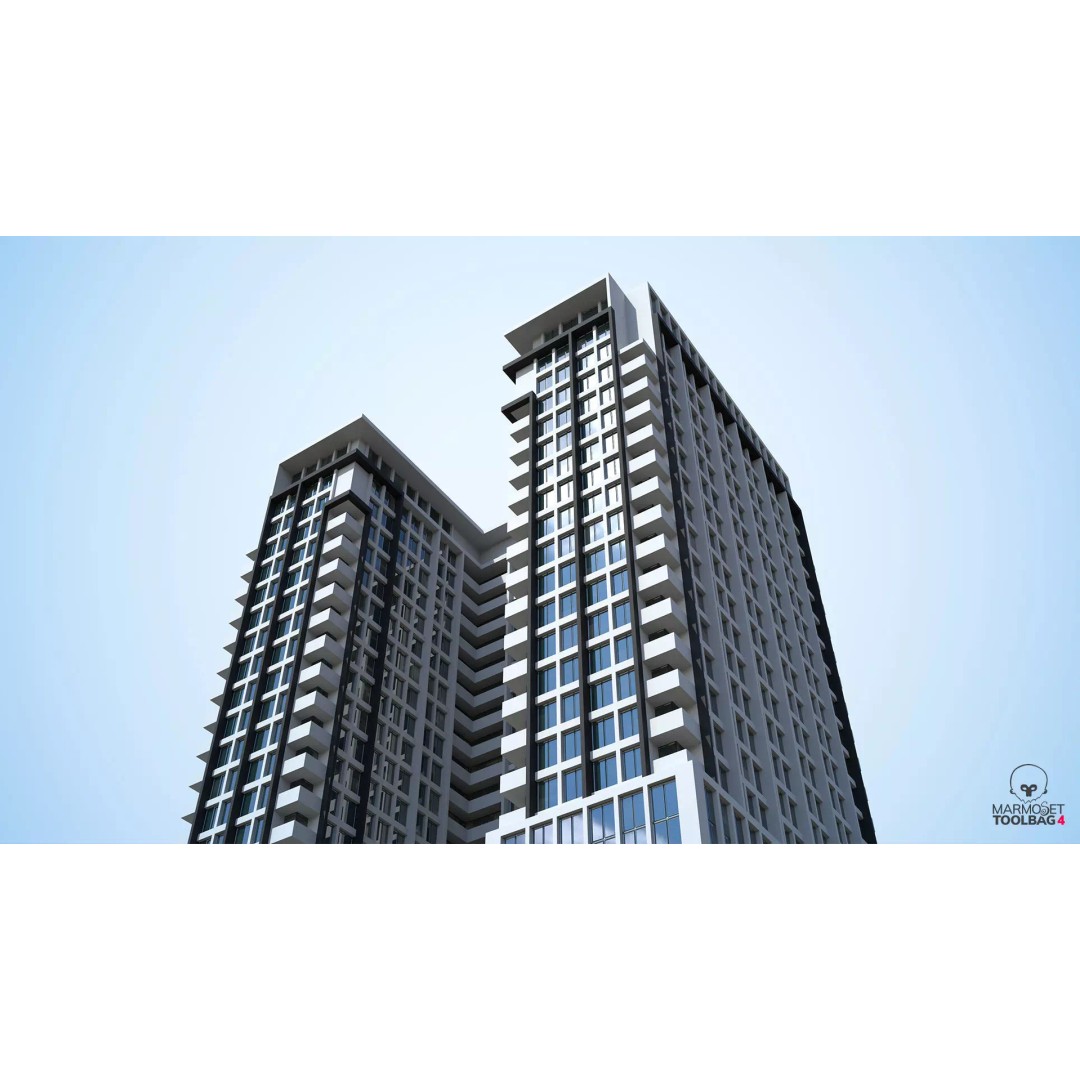 Apartment Building 3D Model – Low Poly Day/Night Asset, FBX - View 7