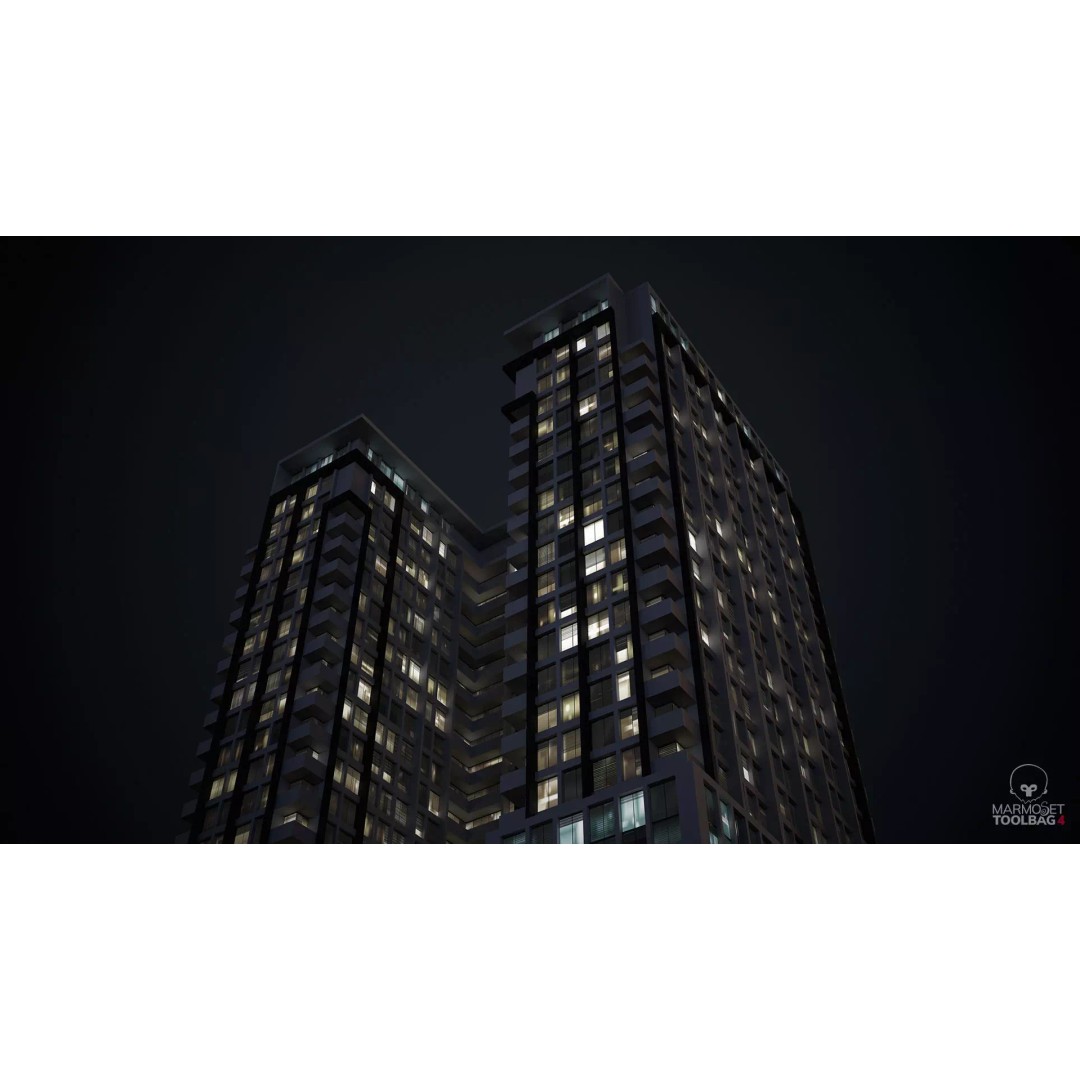 Apartment Building 3D Model – Low Poly Day/Night Asset, FBX - View 8