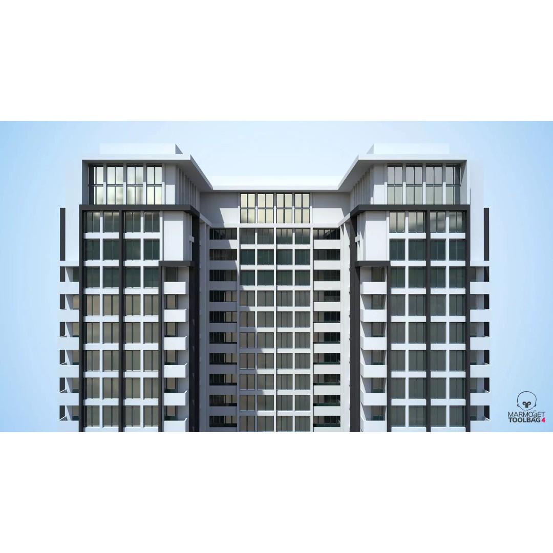 Apartment Building 3D Model – Low Poly Day/Night Asset, FBX - View 9