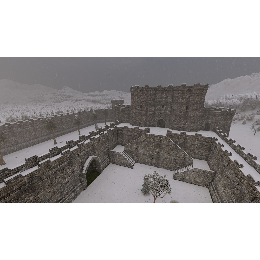 Medieval Castle 3D Model – Basic Historic Design, FBX, Game-Ready - View 13
