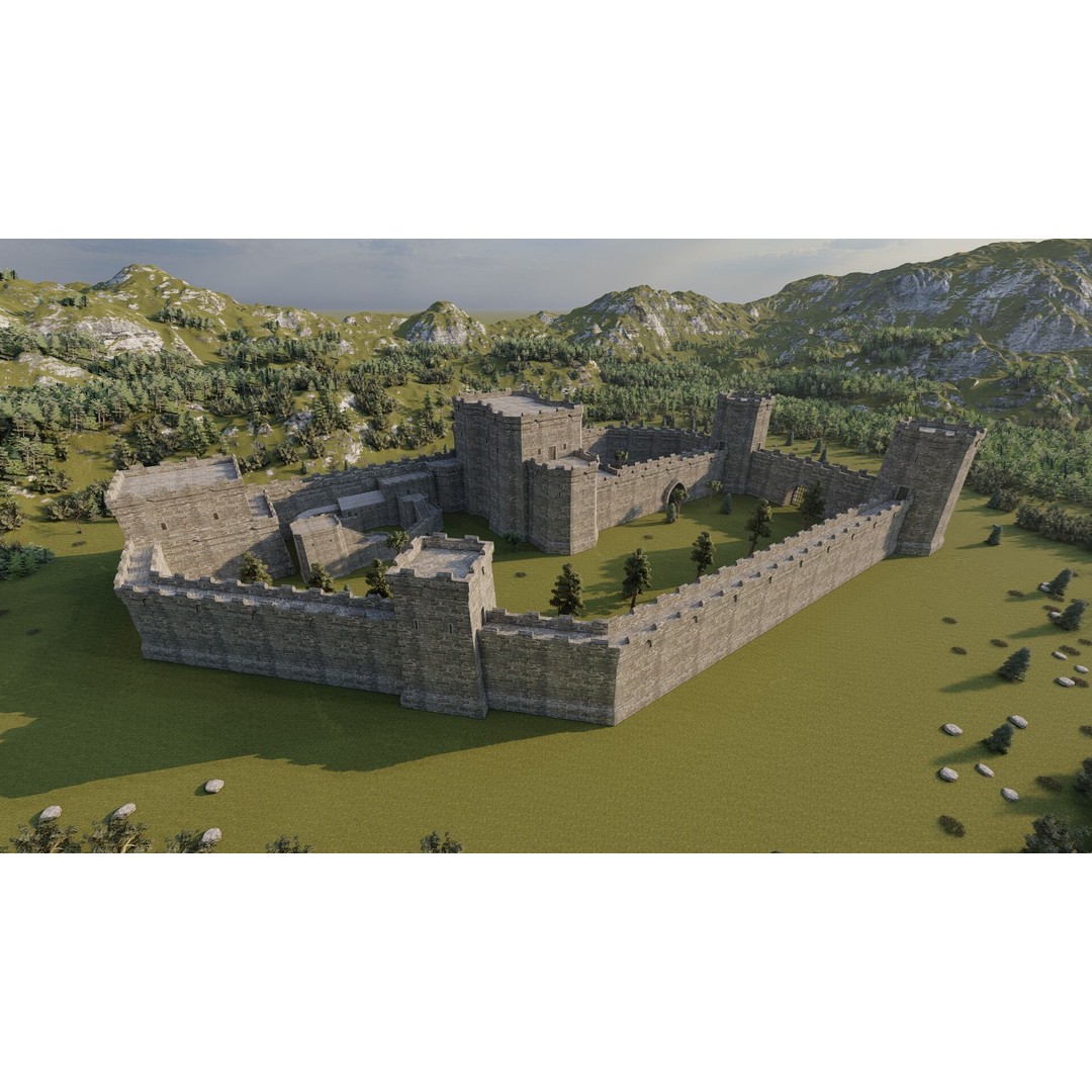 Medieval Castle 3D Model – Basic Historic Design, FBX, Game-Ready - View 14