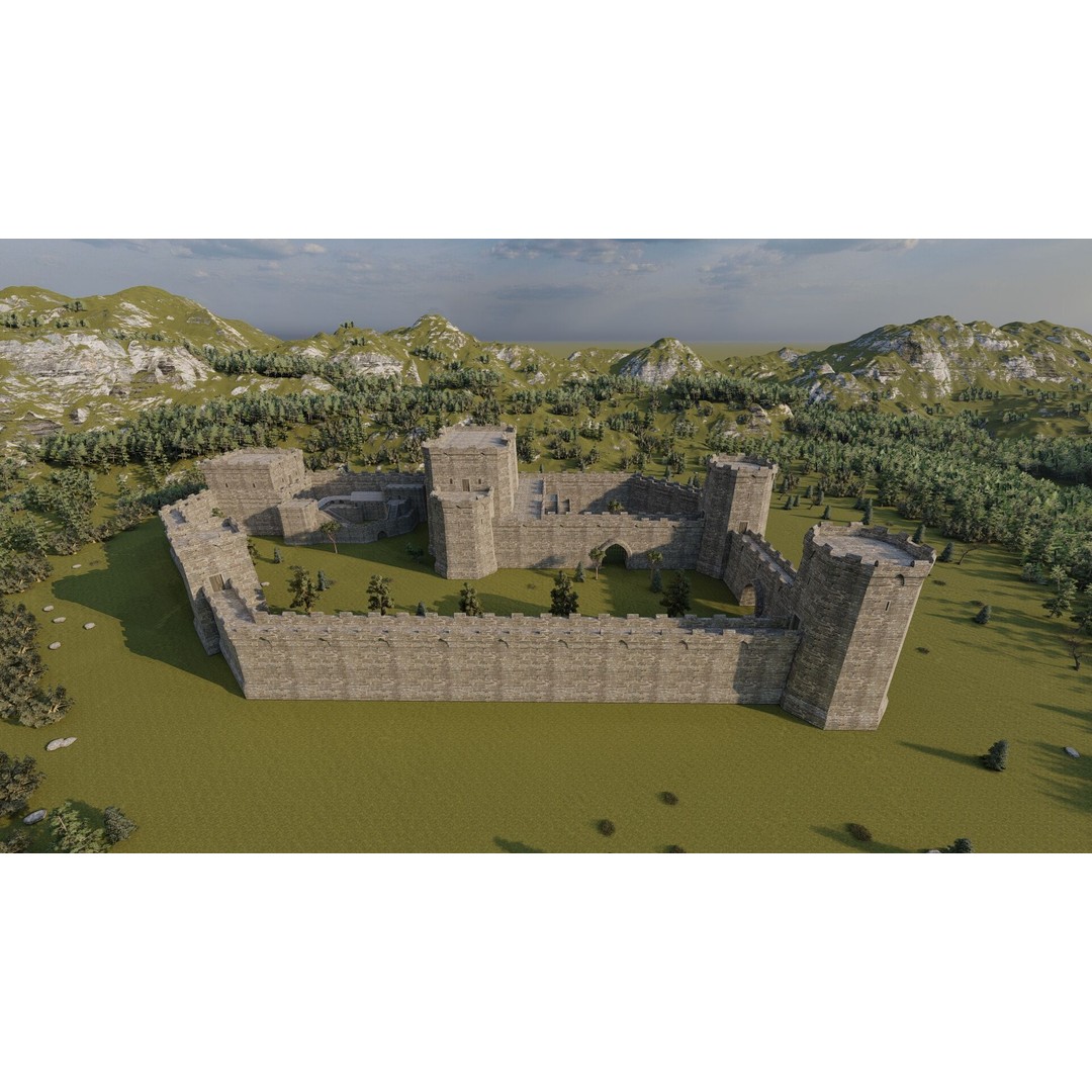 Medieval Castle 3D Model – Basic Historic Design, FBX, Game-Ready - View 15