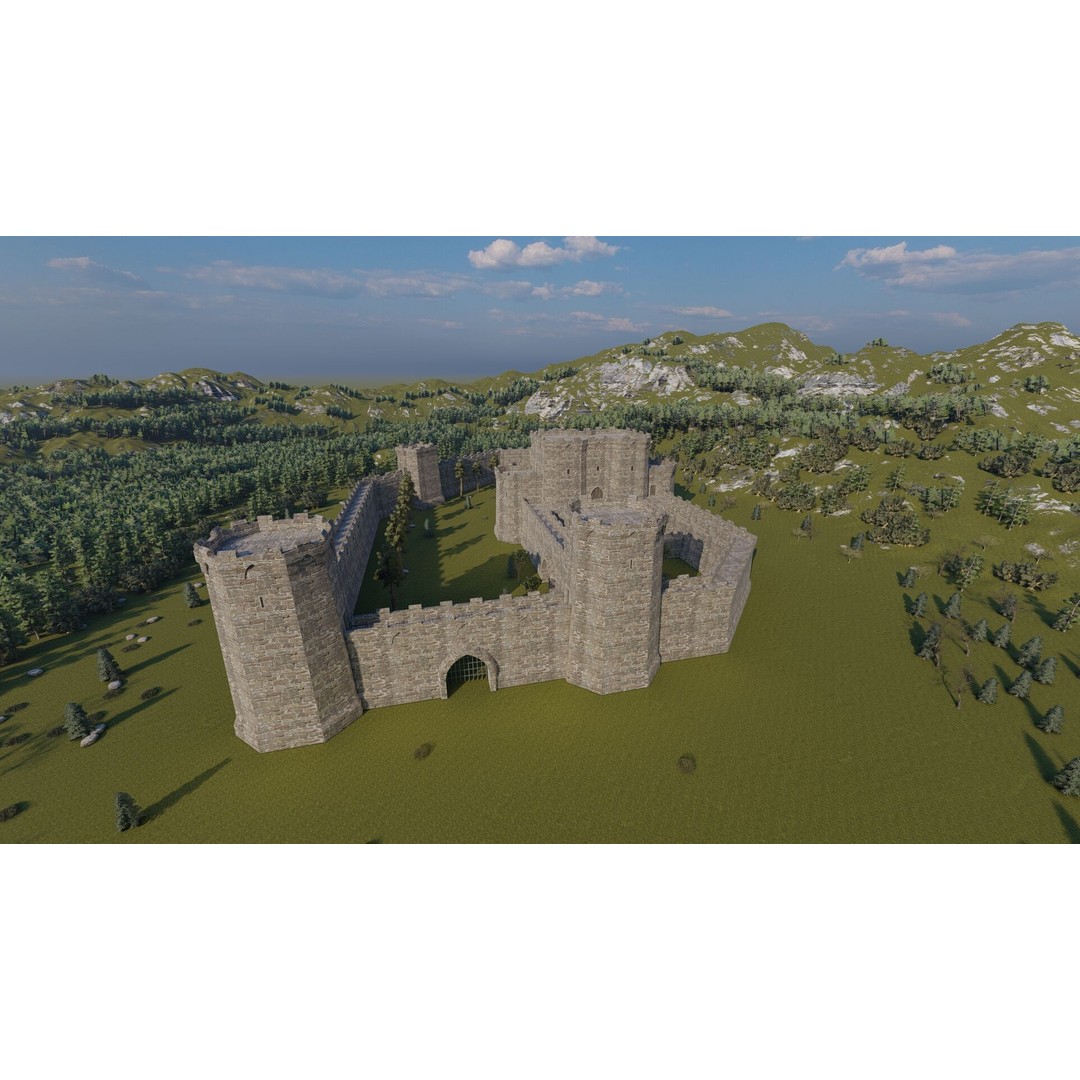 Medieval Castle 3D Model – Basic Historic Design, FBX, Game-Ready - View 16