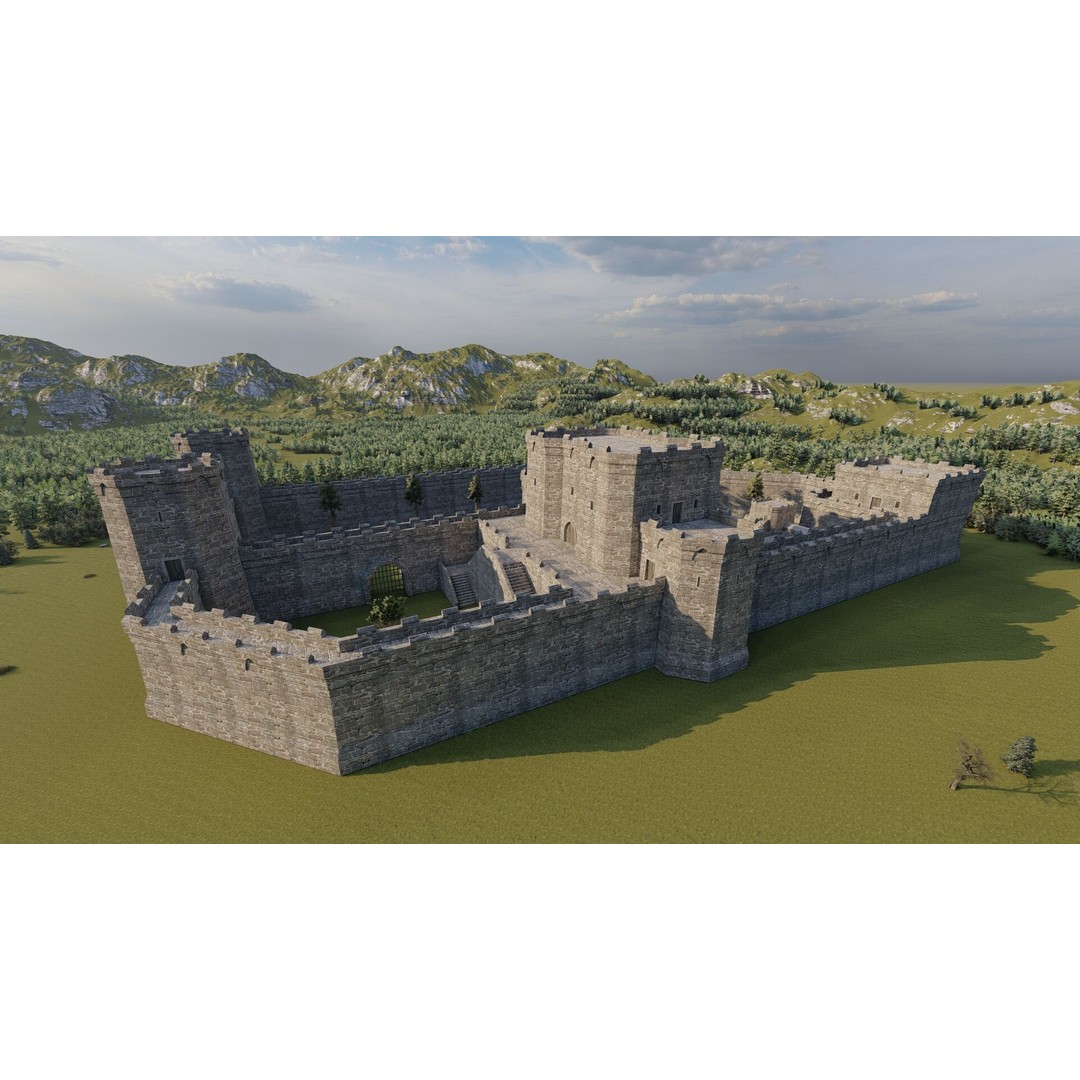 Medieval Castle 3D Model – Basic Historic Design, FBX, Game-Ready - View 17