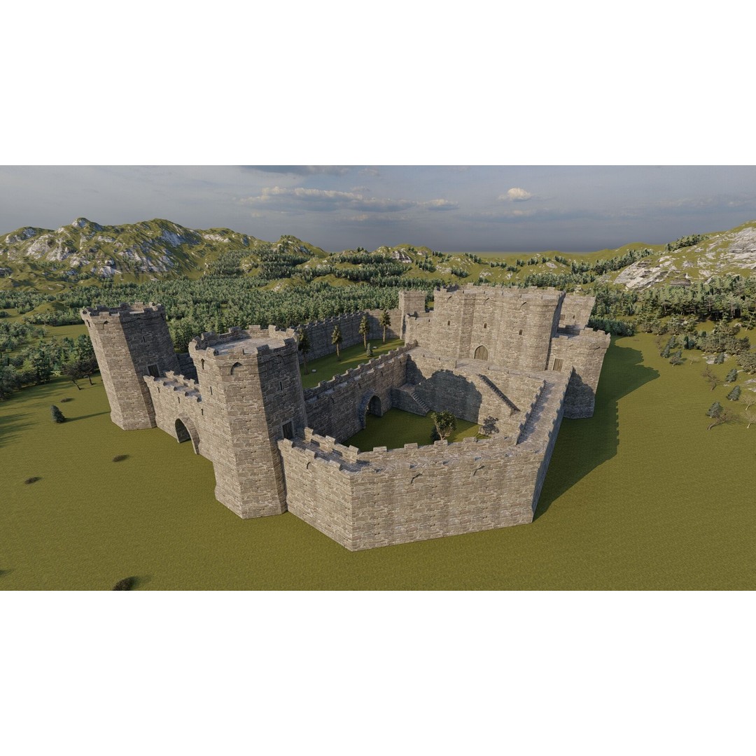 Medieval Castle 3D Model – Basic Historic Design, FBX, Game-Ready - View 18
