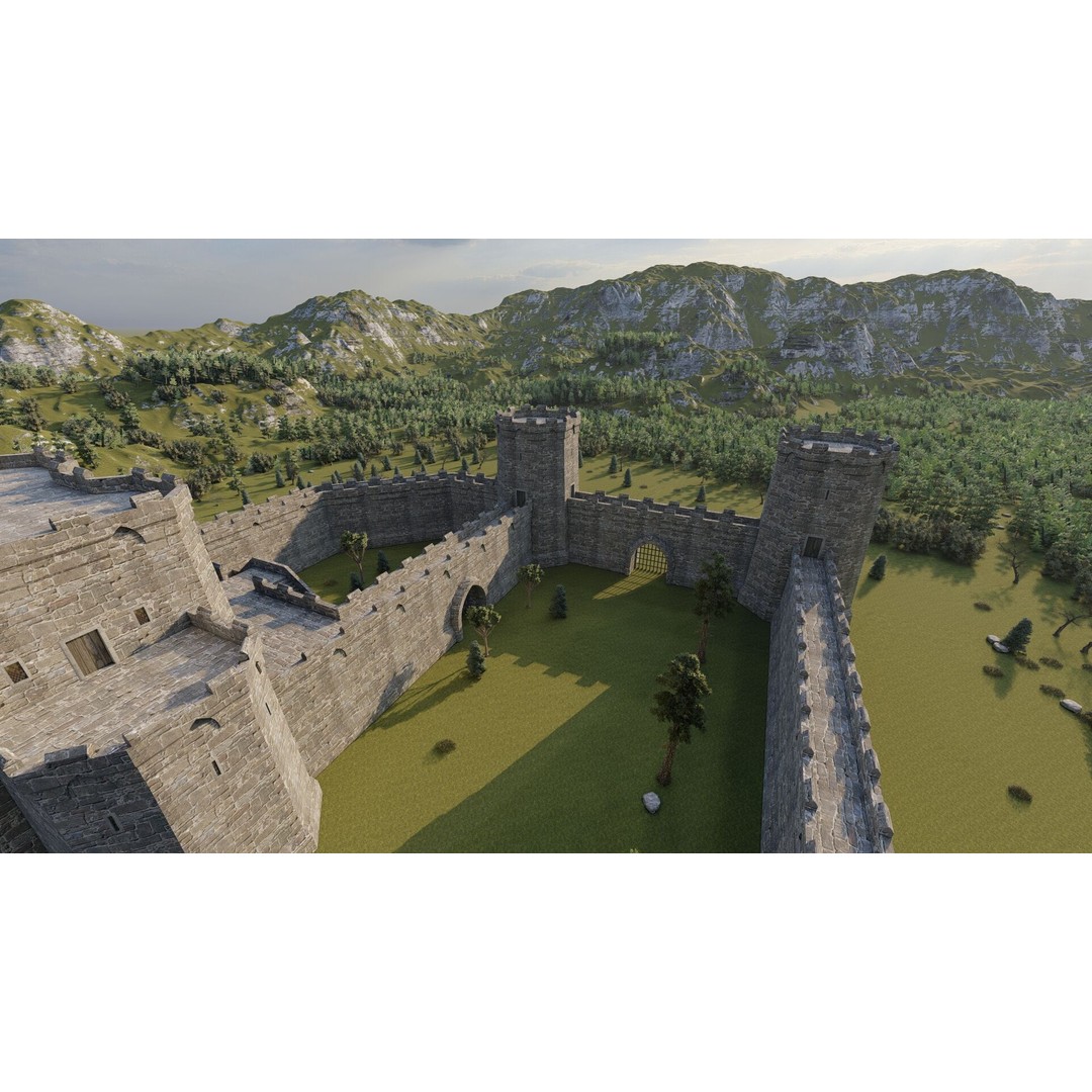 Medieval Castle 3D Model – Basic Historic Design, FBX, Game-Ready - View 19
