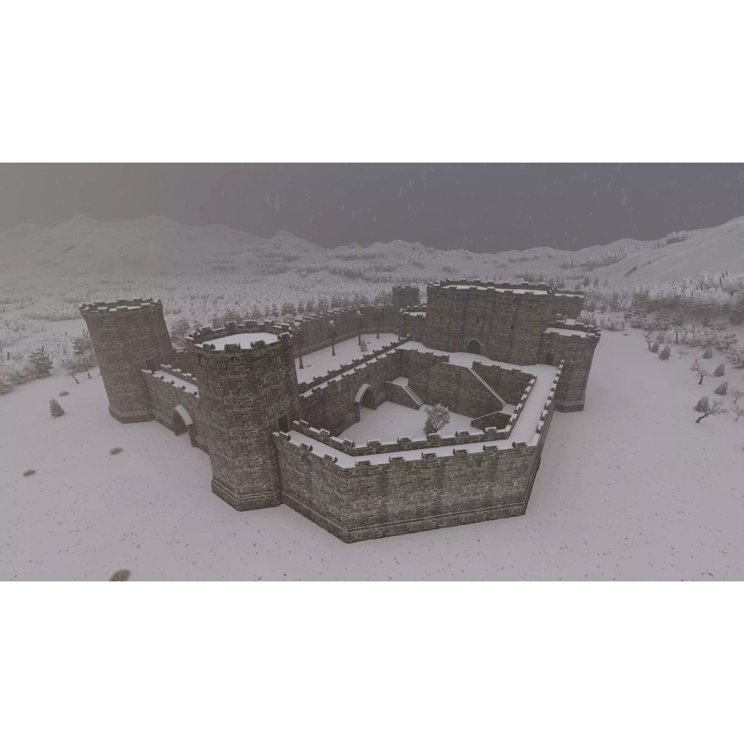 Medieval Castle 3D Model – Basic Historic Design, FBX, Game-Ready - View 2