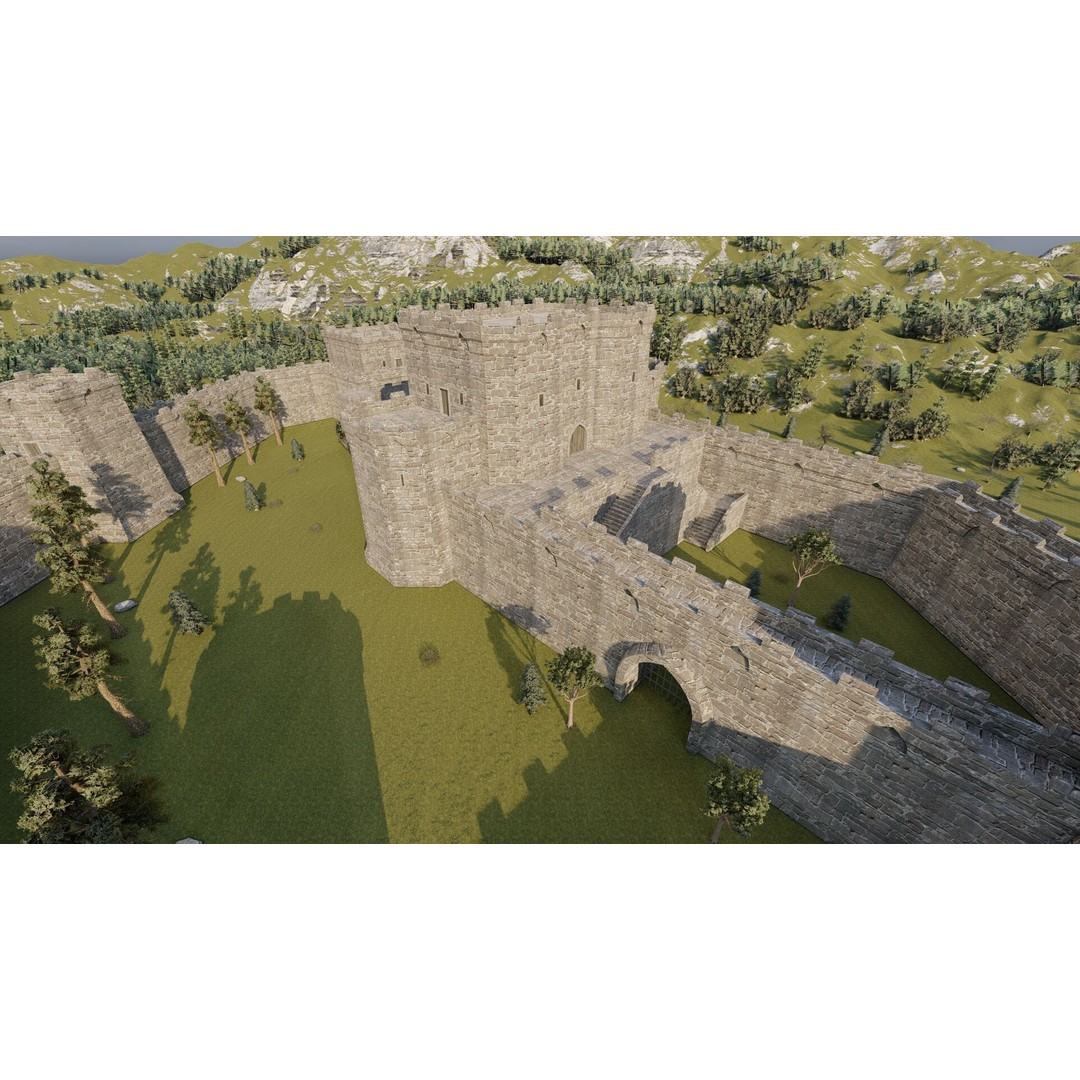 Medieval Castle 3D Model – Basic Historic Design, FBX, Game-Ready - View 23
