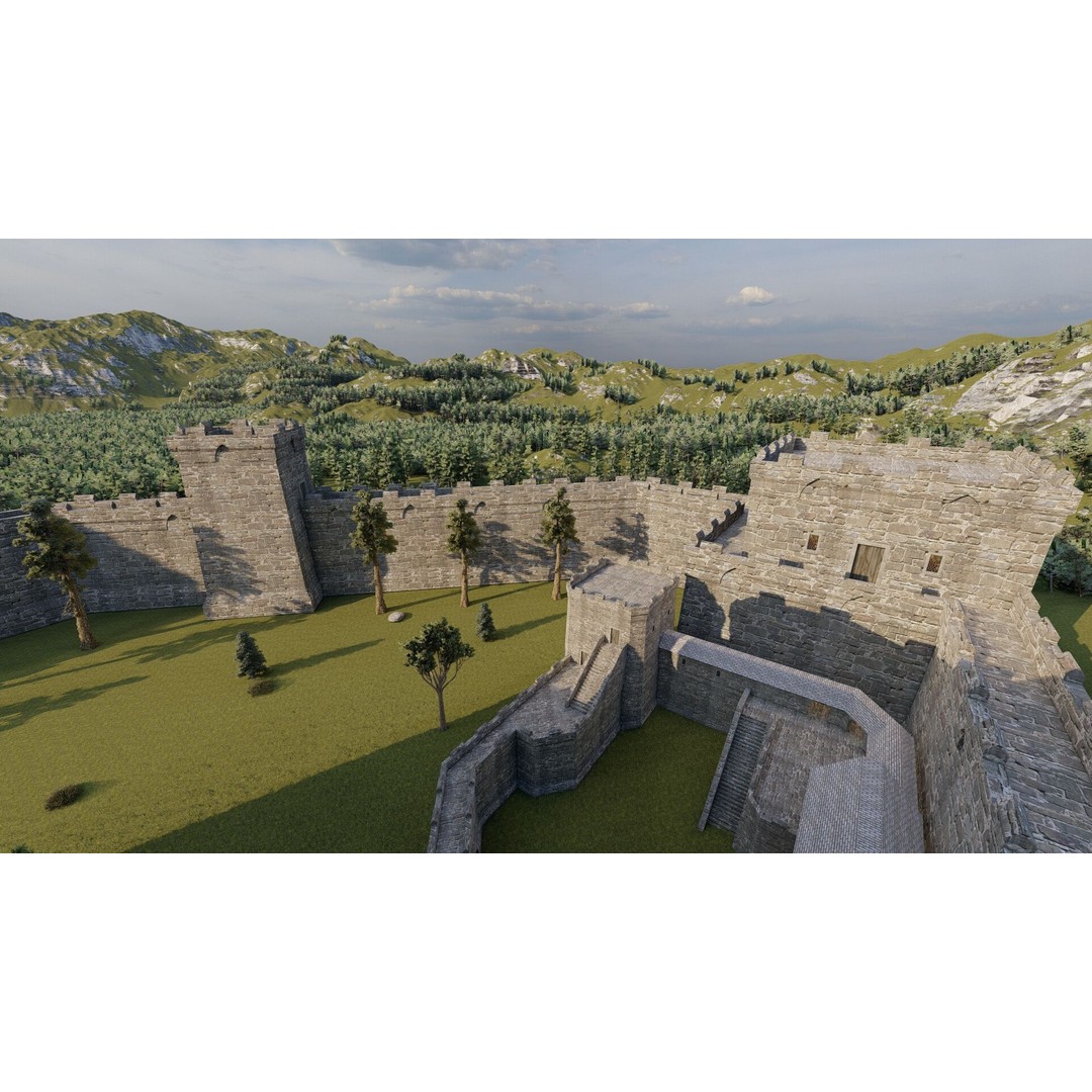 Medieval Castle 3D Model – Basic Historic Design, FBX, Game-Ready - View 26