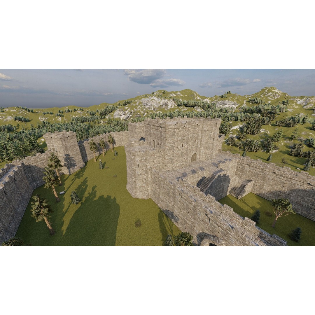 Medieval Castle 3D Model – Basic Historic Design, FBX, Game-Ready - View 29