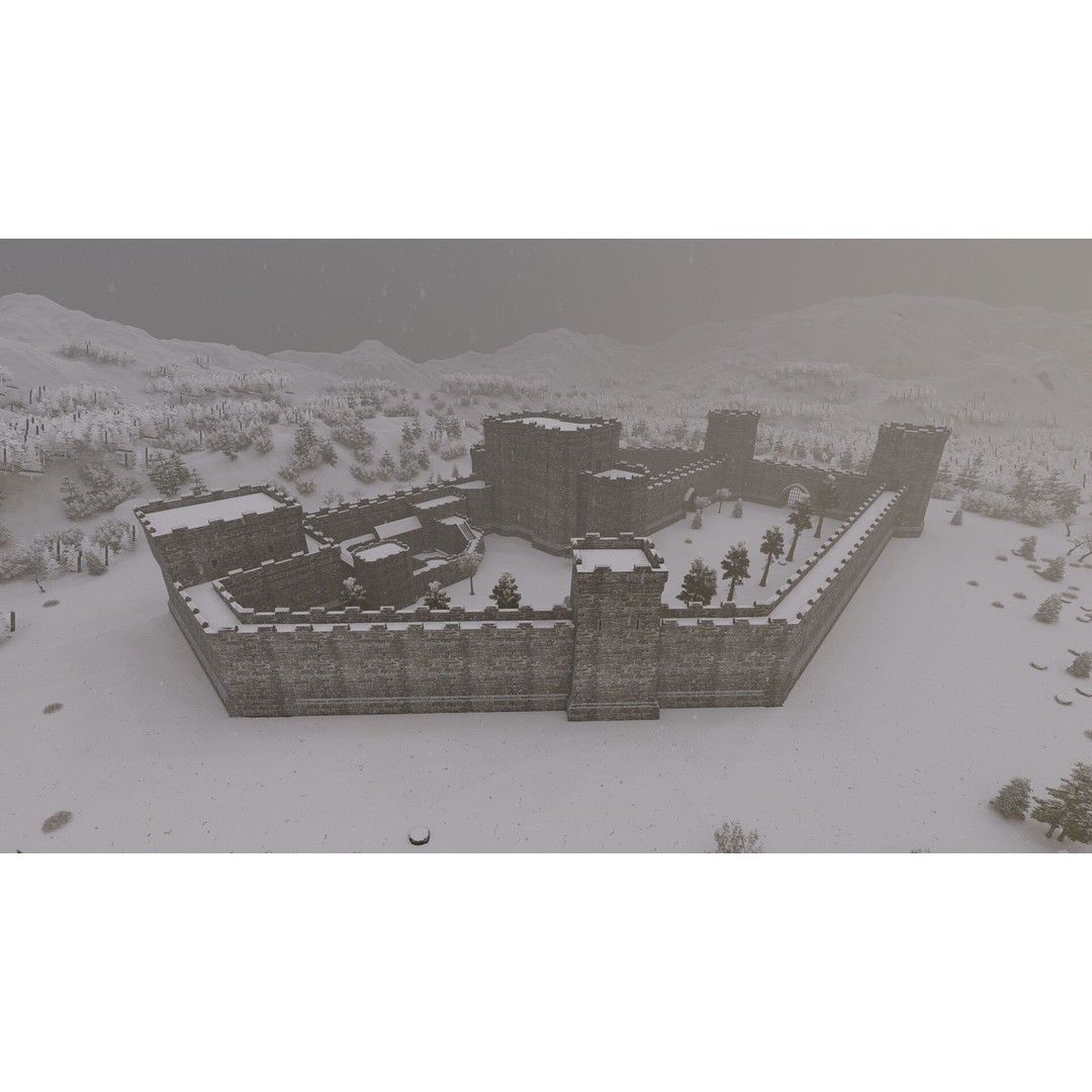 Medieval Castle 3D Model – Basic Historic Design, FBX, Game-Ready - View 3