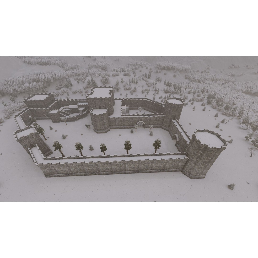 Medieval Castle 3D Model – Basic Historic Design, FBX, Game-Ready - View 4