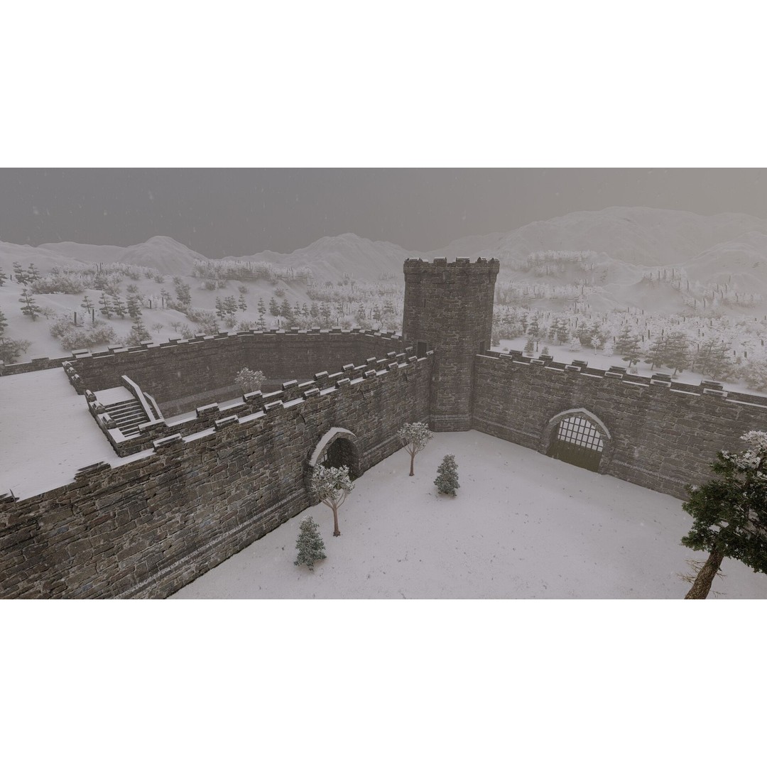 Medieval Castle 3D Model – Basic Historic Design, FBX, Game-Ready - View 7