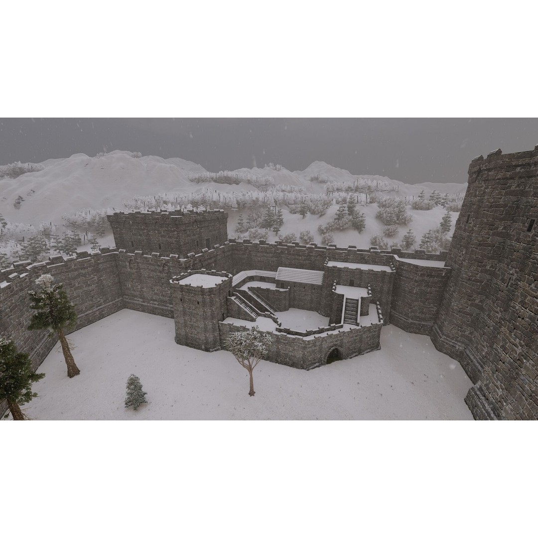 Medieval Castle 3D Model – Basic Historic Design, FBX, Game-Ready - View 8