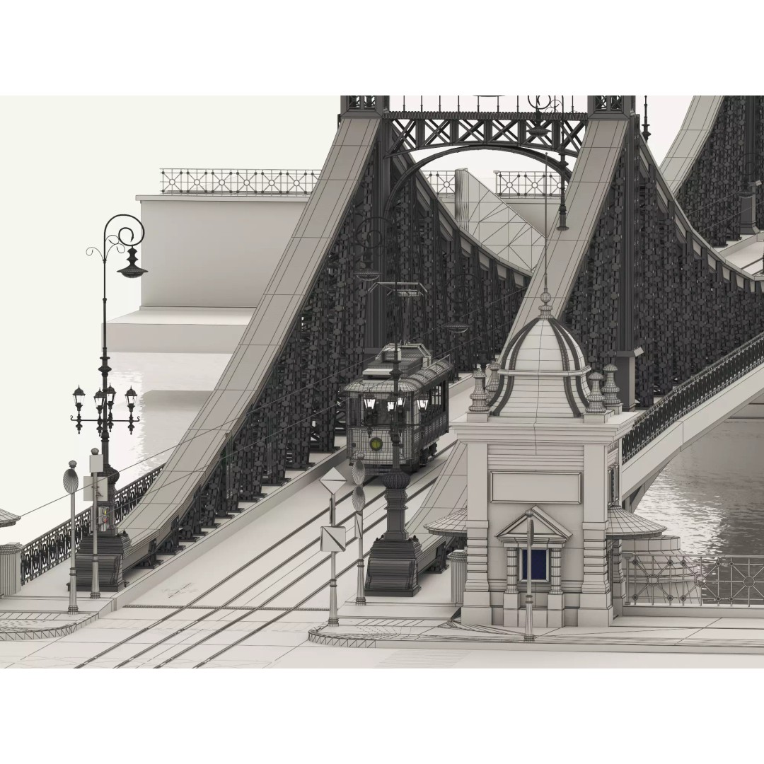 Vintage Steel Arch Bridge 3D Model – Low Poly Game Asset, FBX