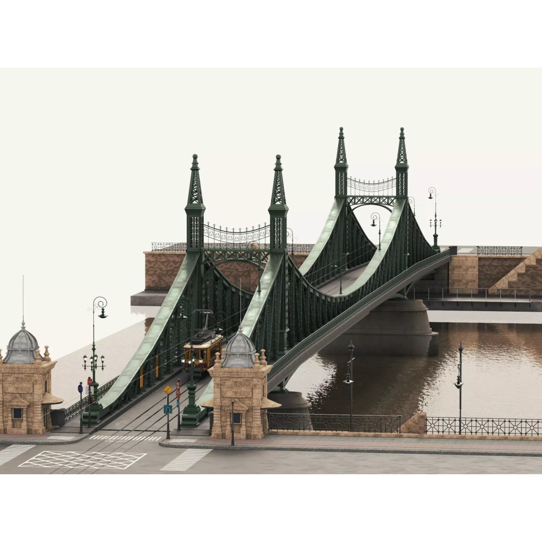Vintage Steel Arch Bridge 3D Model – Low Poly Game Asset, FBX - View 10