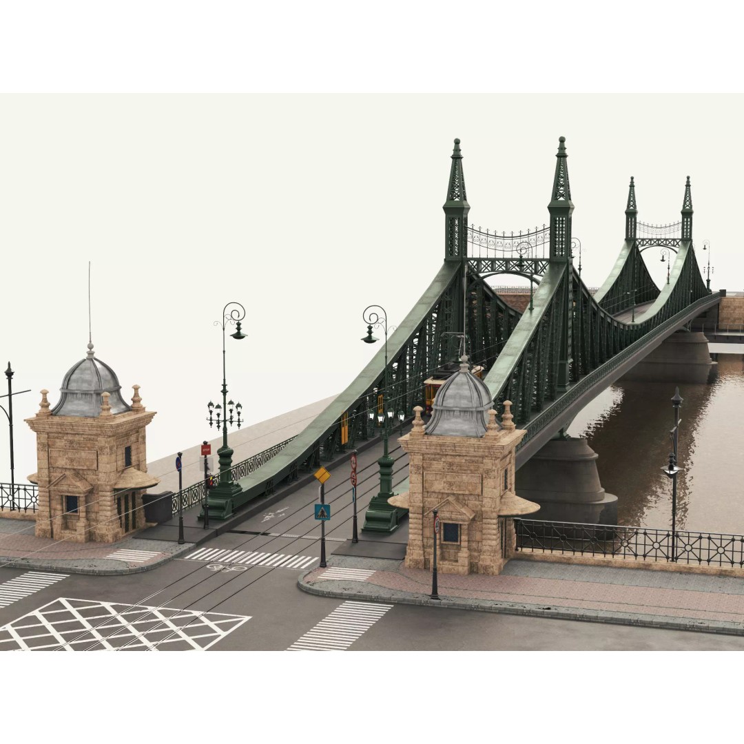 Vintage Steel Arch Bridge 3D Model – Low Poly Game Asset, FBX - View 12