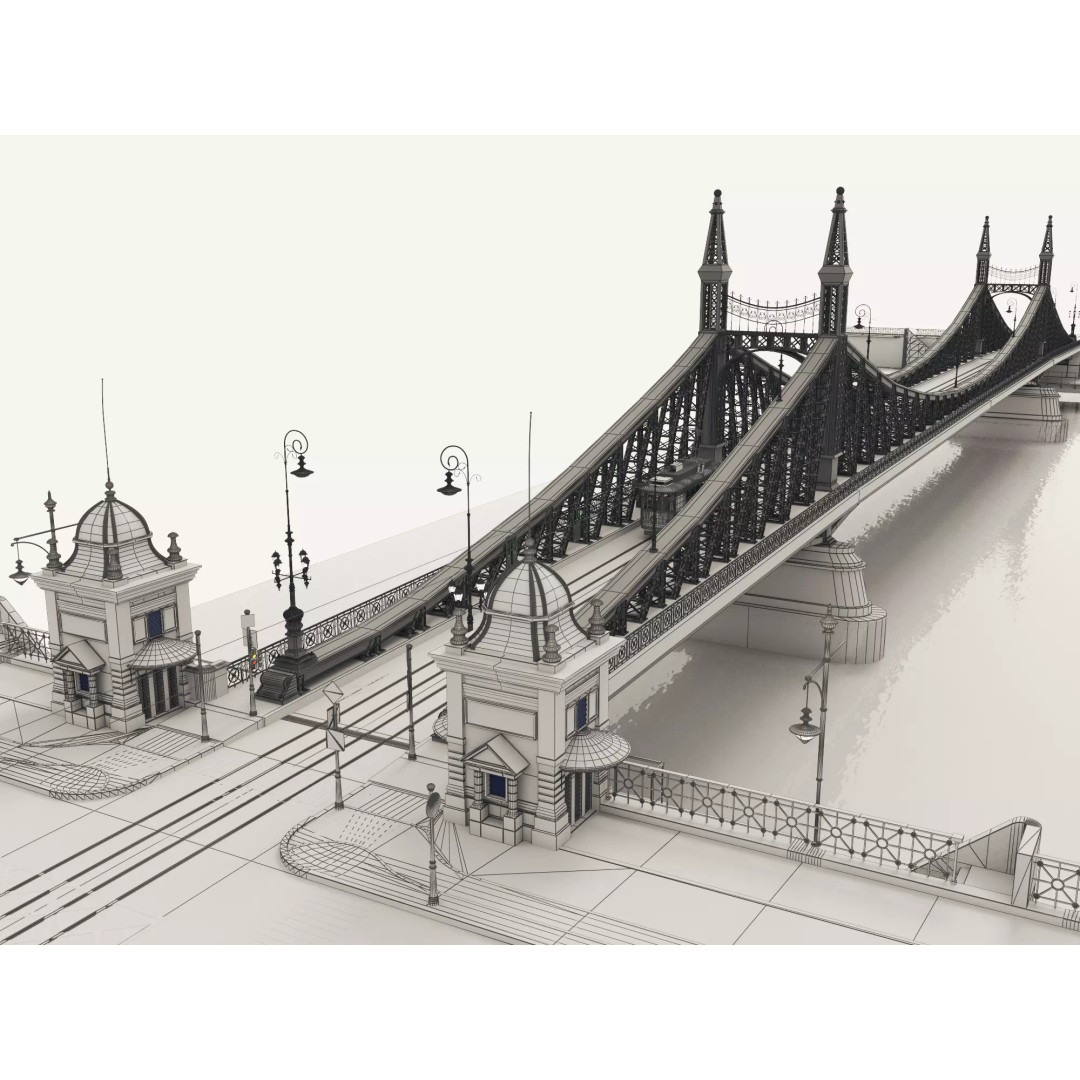 Vintage Steel Arch Bridge 3D Model – Low Poly Game Asset, FBX - View 13