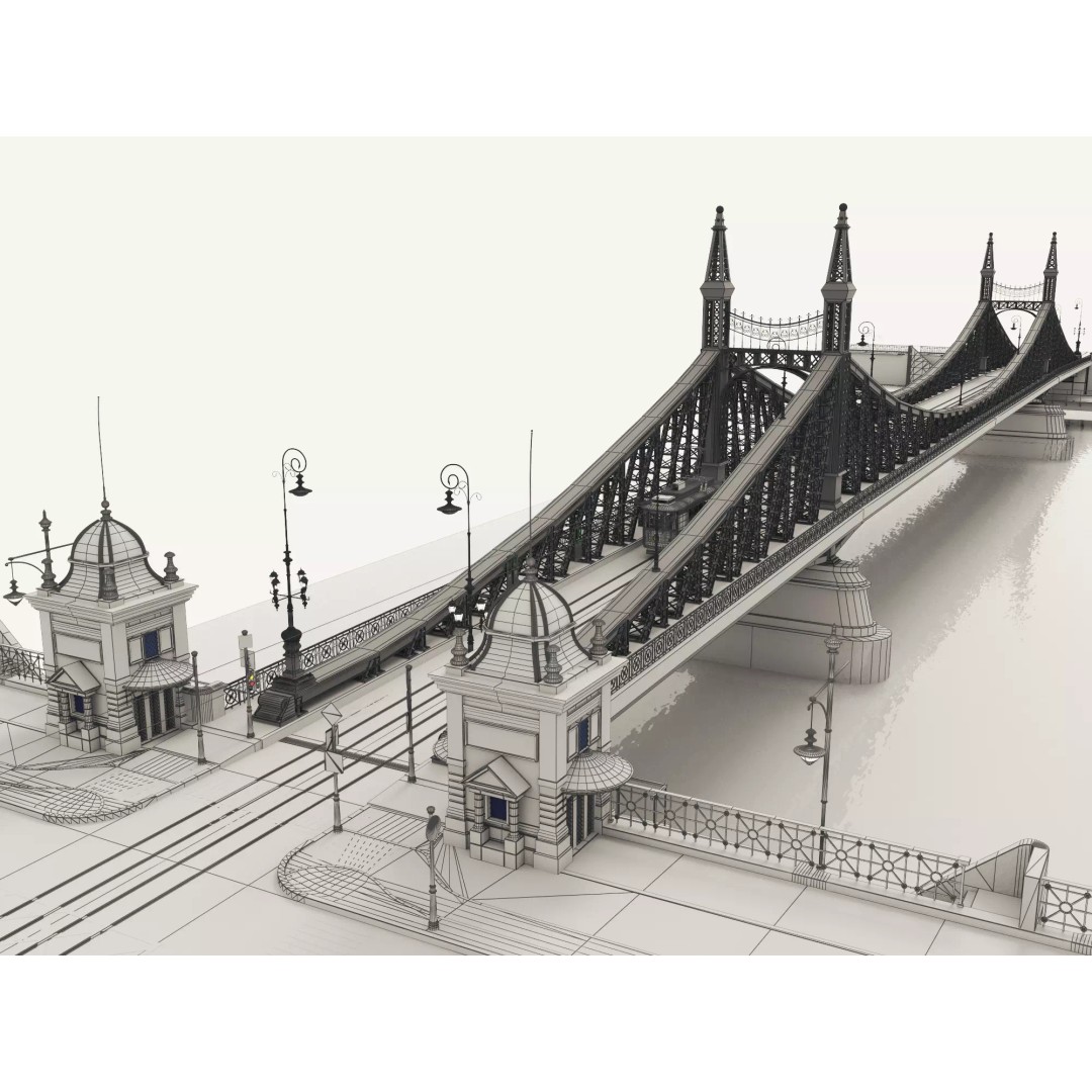 Vintage Steel Arch Bridge 3D Model – Low Poly Game Asset, FBX - View 14