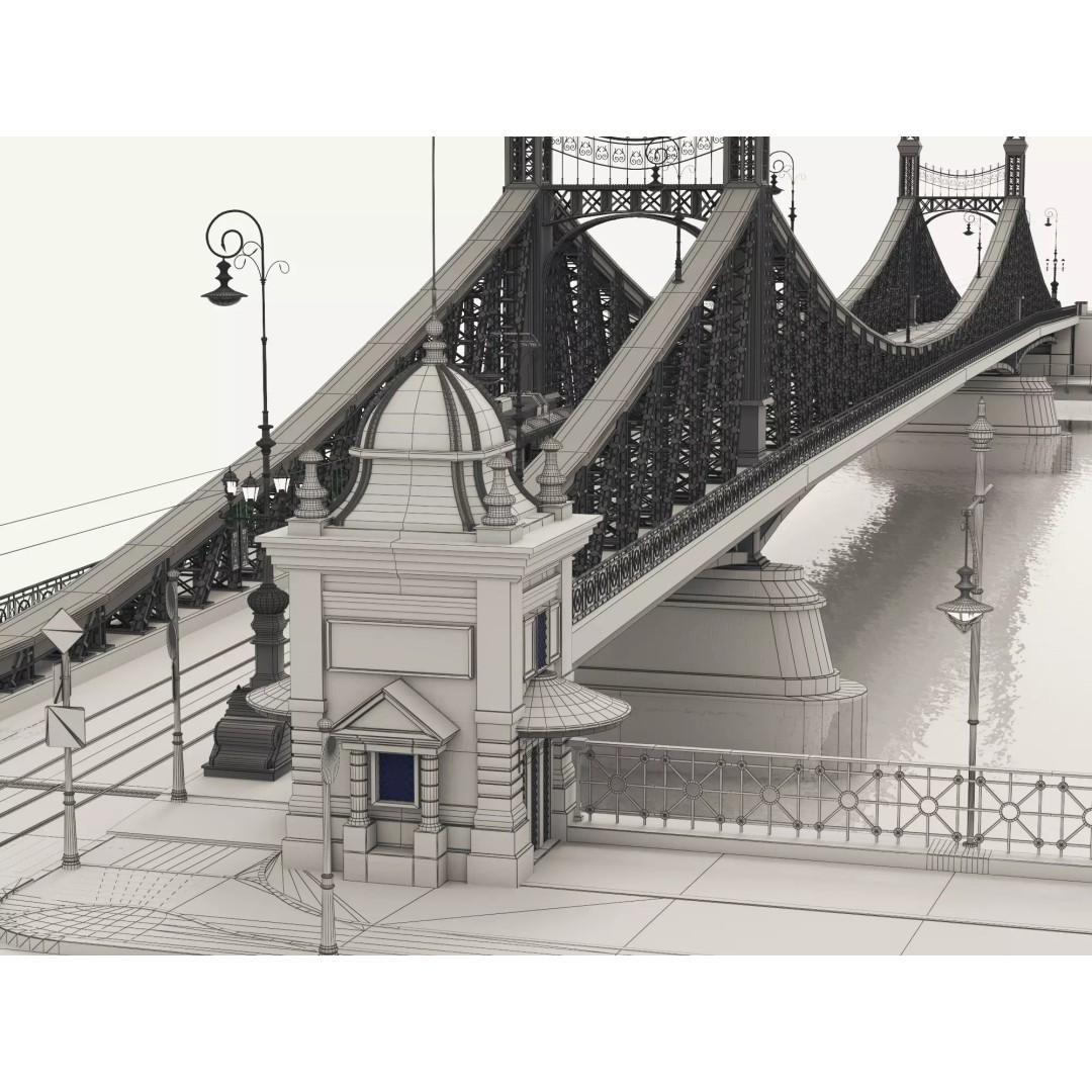 Vintage Steel Arch Bridge 3D Model – Low Poly Game Asset, FBX - View 16