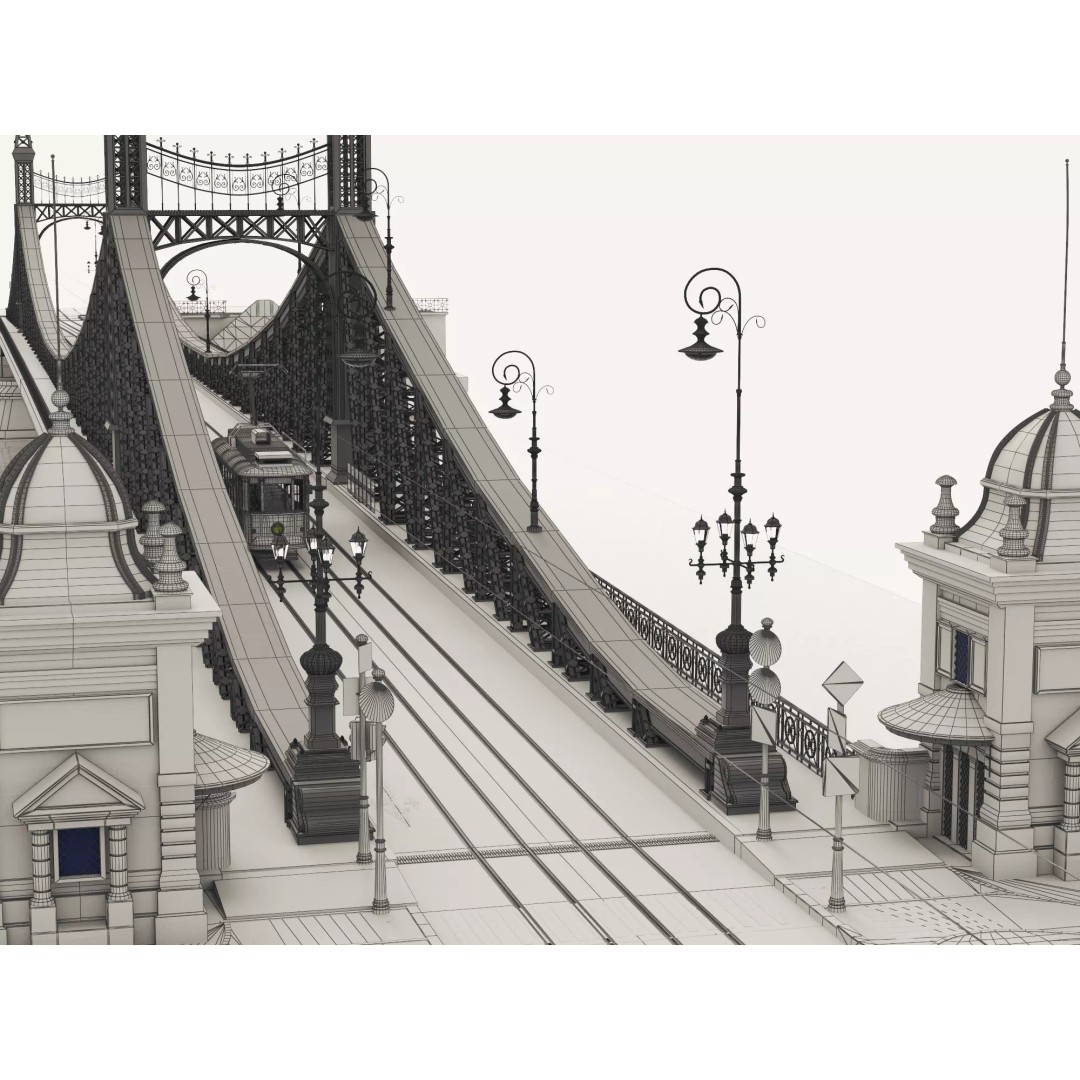 Vintage Steel Arch Bridge 3D Model – Low Poly Game Asset, FBX - View 17