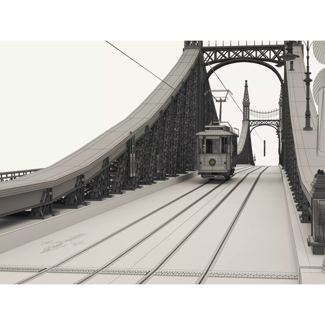 Vintage Steel Arch Bridge 3D Model – Low Poly Game Asset, FBX - View 18