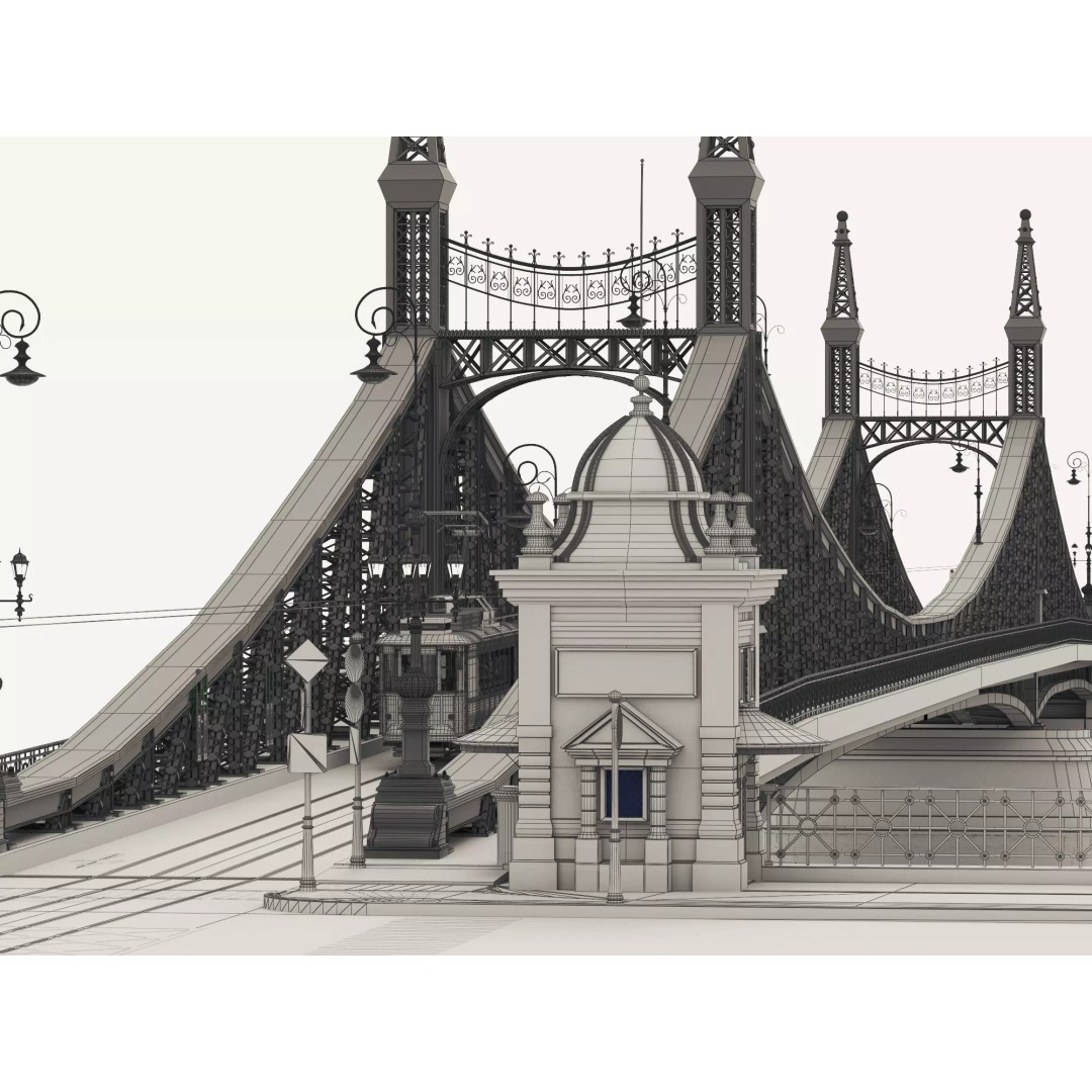 Vintage Steel Arch Bridge 3D Model – Low Poly Game Asset, FBX - View 19