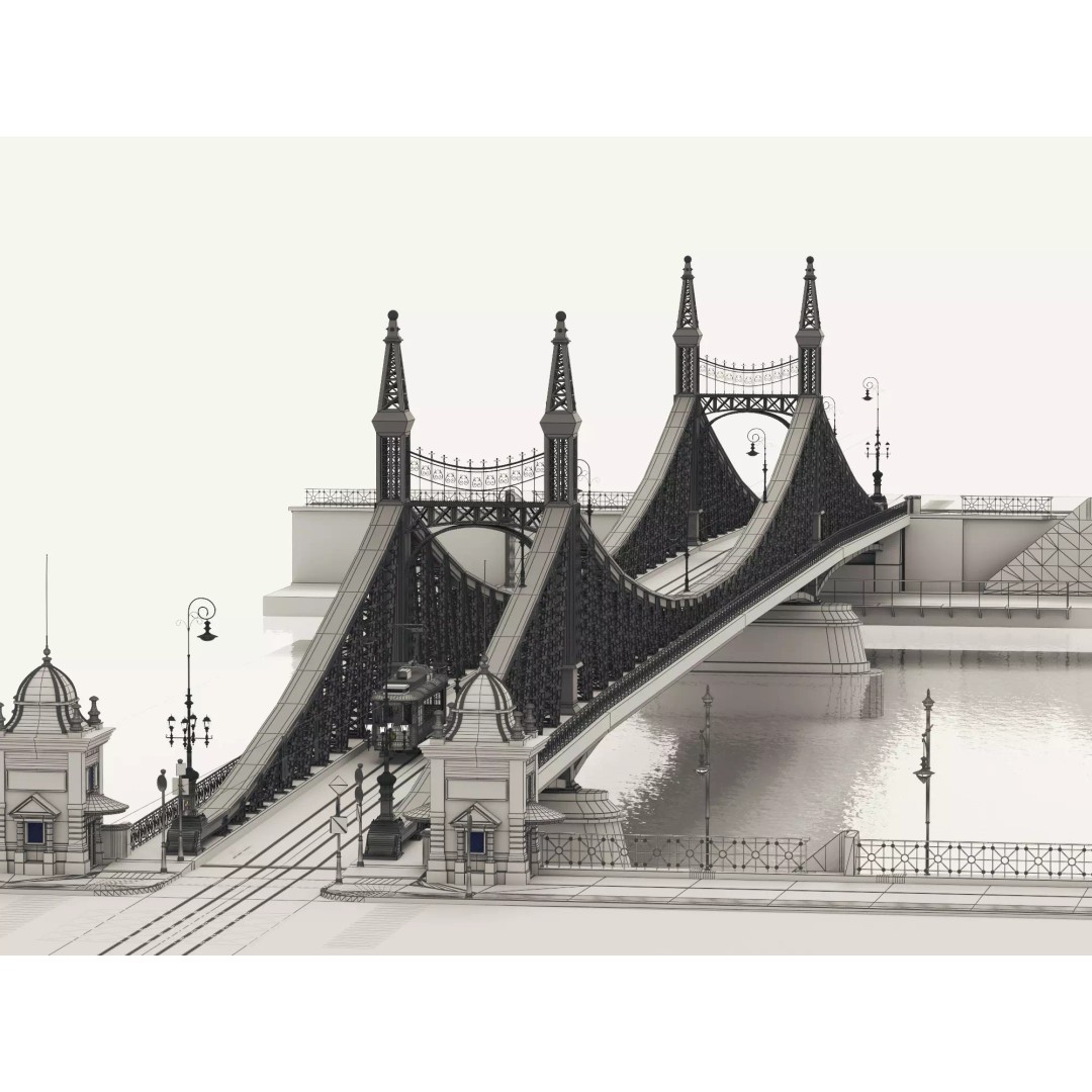 Vintage Steel Arch Bridge 3D Model – Low Poly Game Asset, FBX - View 20