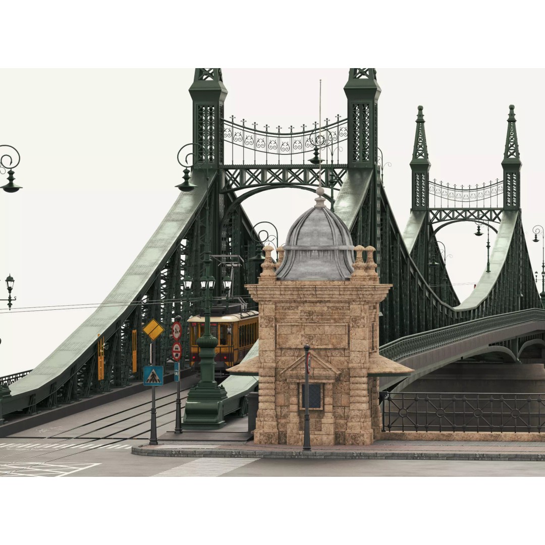 Vintage Steel Arch Bridge 3D Model – Low Poly Game Asset, FBX - View 4