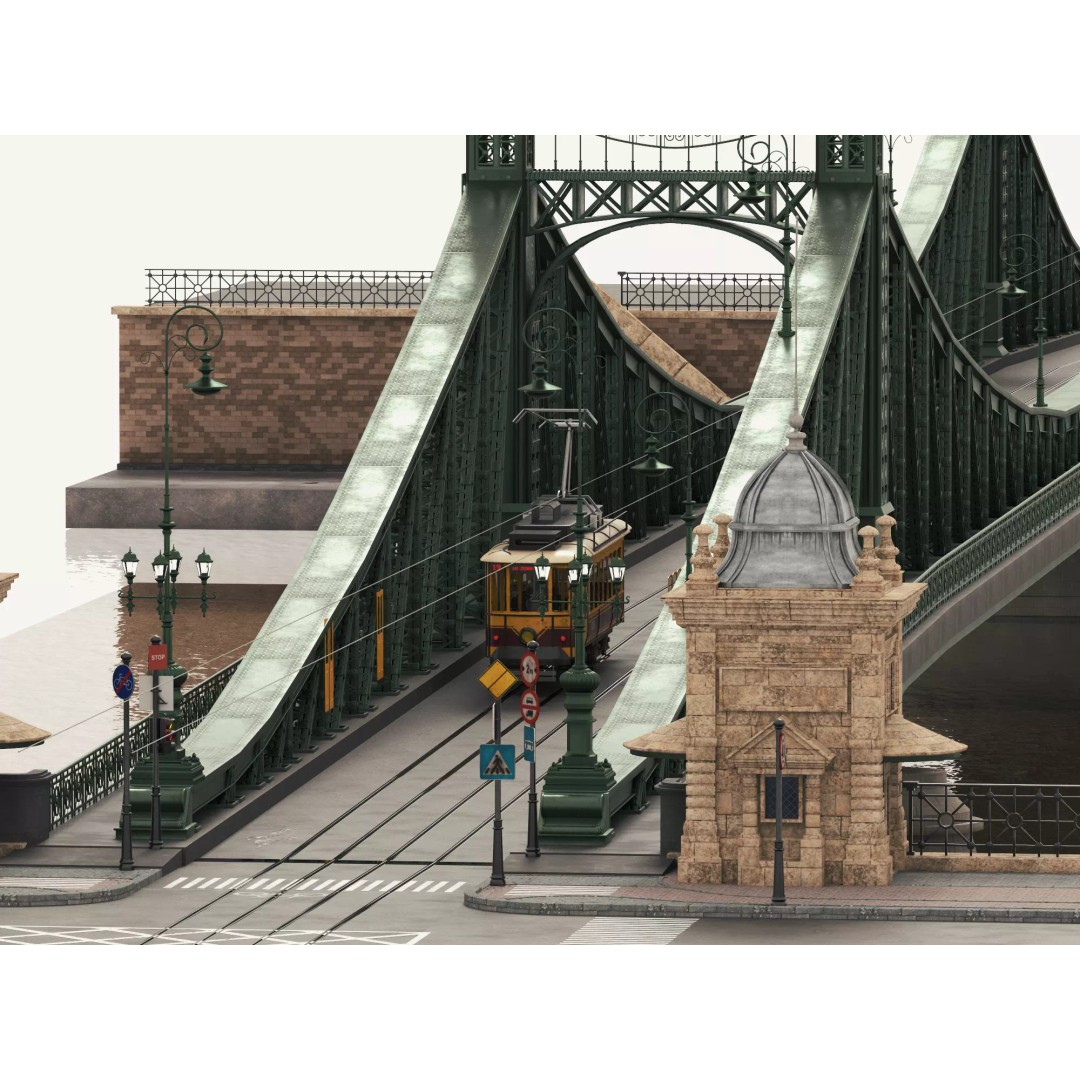 Vintage Steel Arch Bridge 3D Model – Low Poly Game Asset, FBX - View 5
