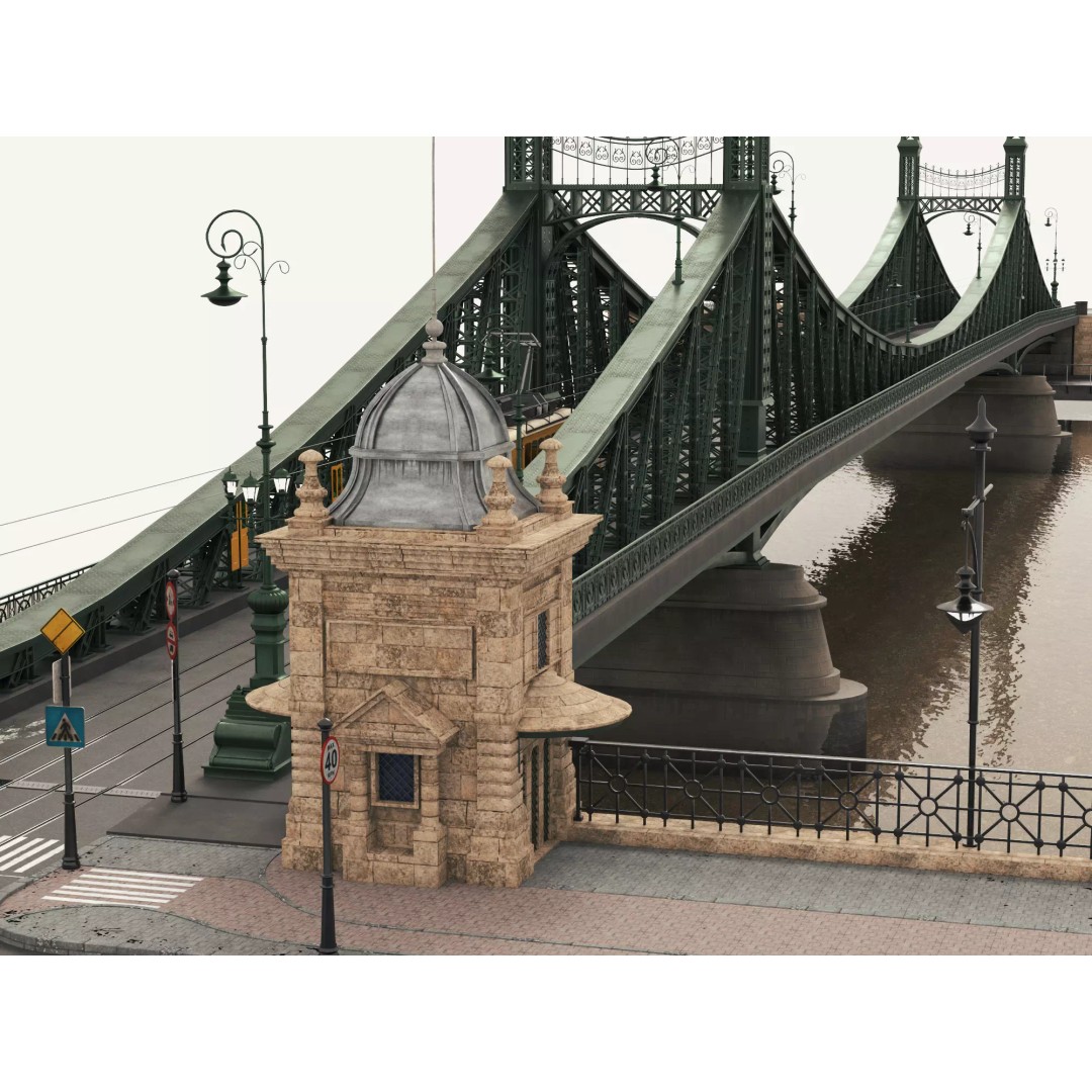 Vintage Steel Arch Bridge 3D Model – Low Poly Game Asset, FBX - View 7