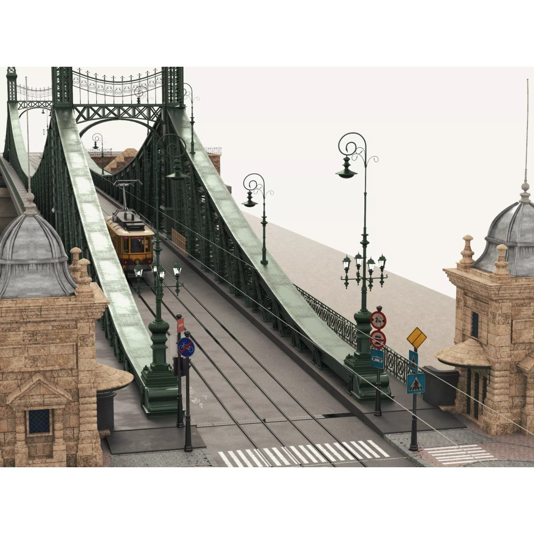 Vintage Steel Arch Bridge 3D Model – Low Poly Game Asset, FBX - View 8