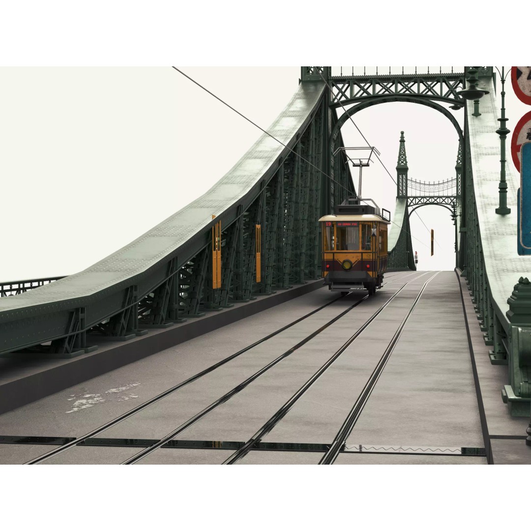 Vintage Steel Arch Bridge 3D Model – Low Poly Game Asset, FBX - View 9