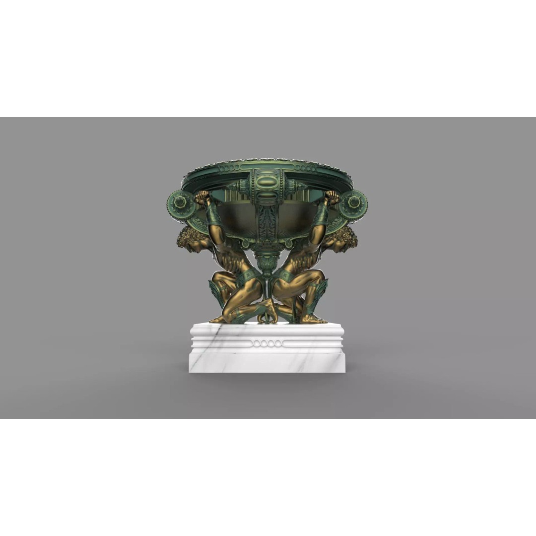 Bronze Tazza 3D Model – High Poly Decorative Sculpture, FBX, PBR - View 4