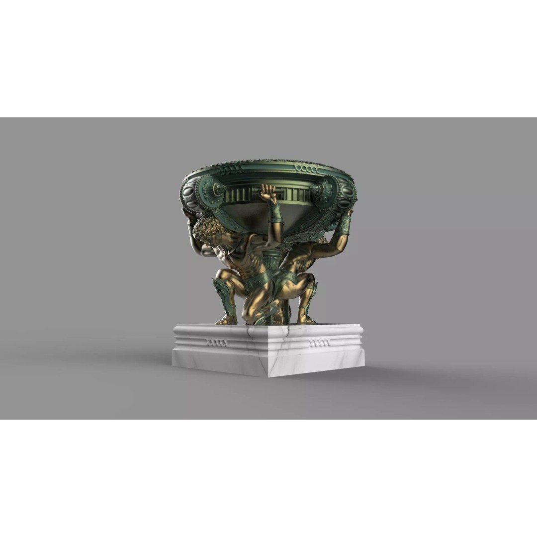 Bronze Tazza 3D Model – High Poly Decorative Sculpture, FBX, PBR - View 5