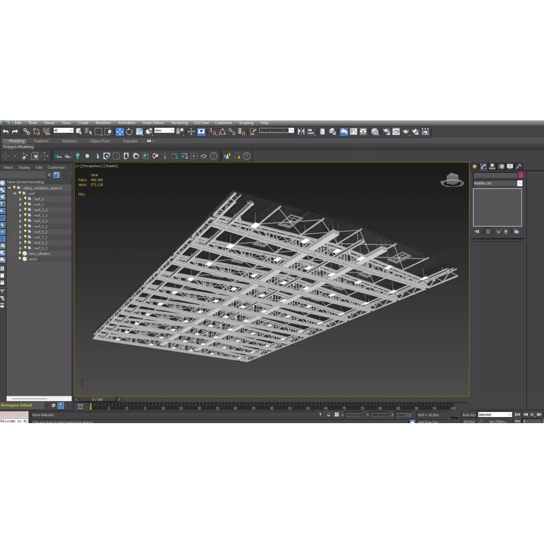Ceiling Ventilation Pipes 3D Model – Industrial Structure, FBX, Blender