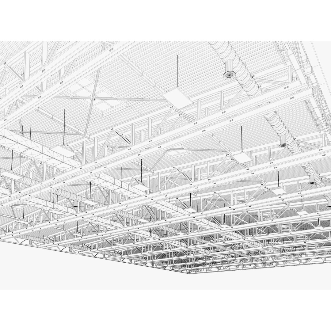 Ceiling Ventilation Pipes 3D Model – Industrial Structure, FBX, Blender - View 13