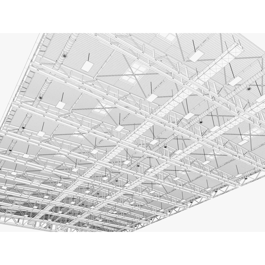 Ceiling Ventilation Pipes 3D Model – Industrial Structure, FBX, Blender - View 14