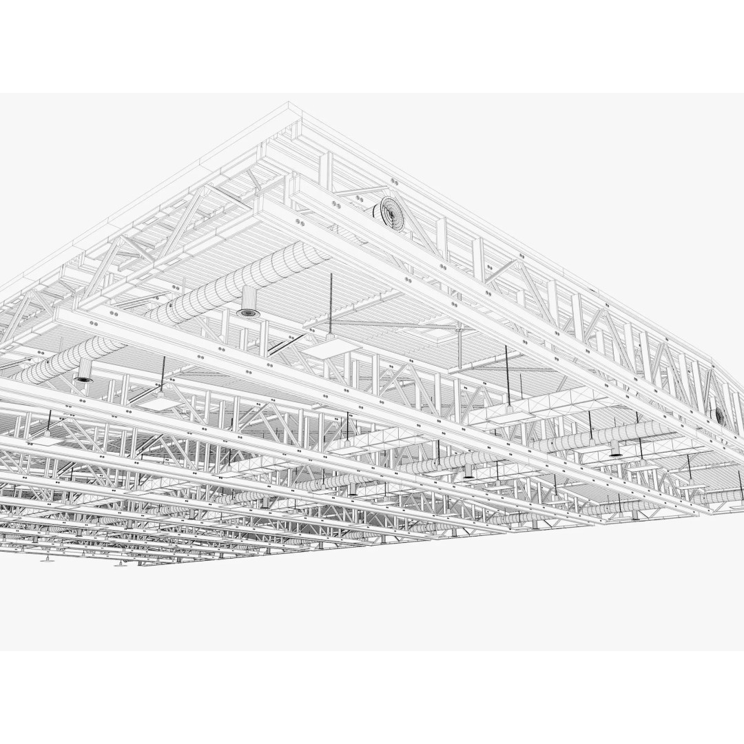 Ceiling Ventilation Pipes 3D Model – Industrial Structure, FBX, Blender - View 15