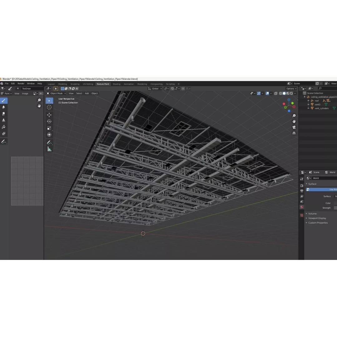 Ceiling Ventilation Pipes 3D Model – Industrial Structure, FBX, Blender - View 16