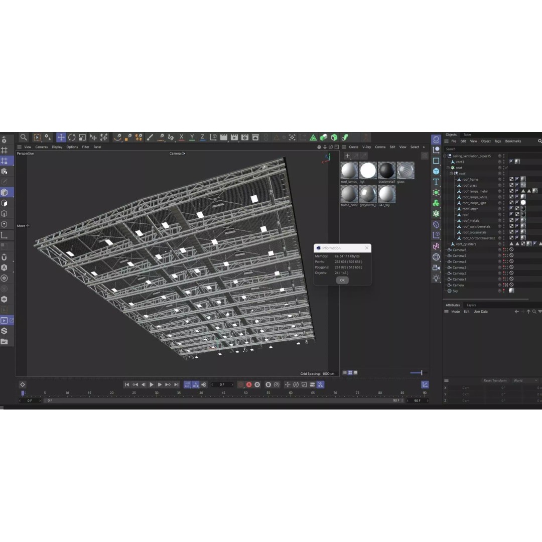 Ceiling Ventilation Pipes 3D Model – Industrial Structure, FBX, Blender - View 17
