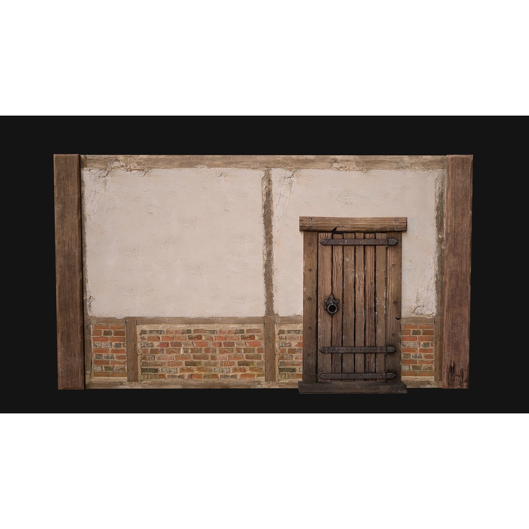 Medieval Door and Wall 3D Model – Low Poly Game Ready Asset, FBX - View 15