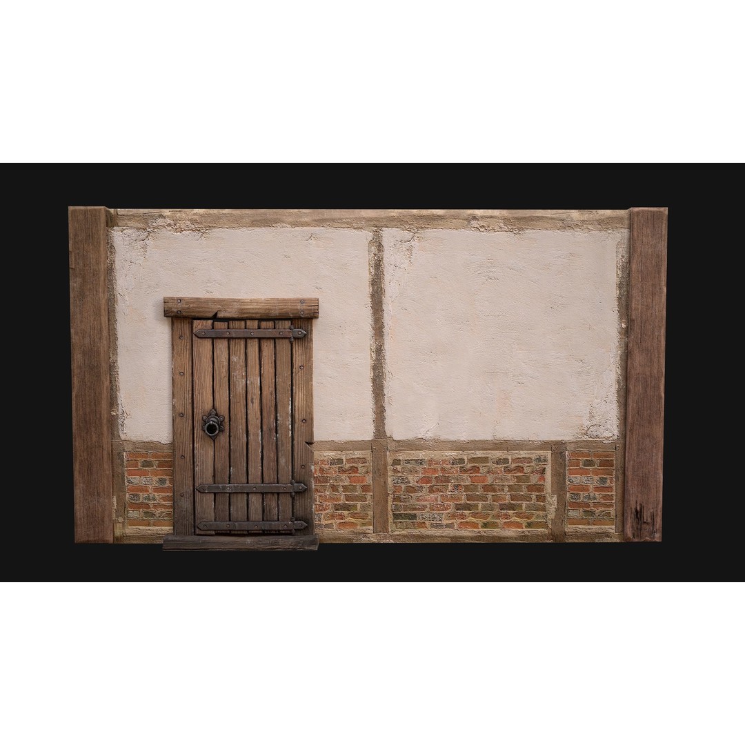 Medieval Door and Wall 3D Model – Low Poly Game Ready Asset, FBX - View 16