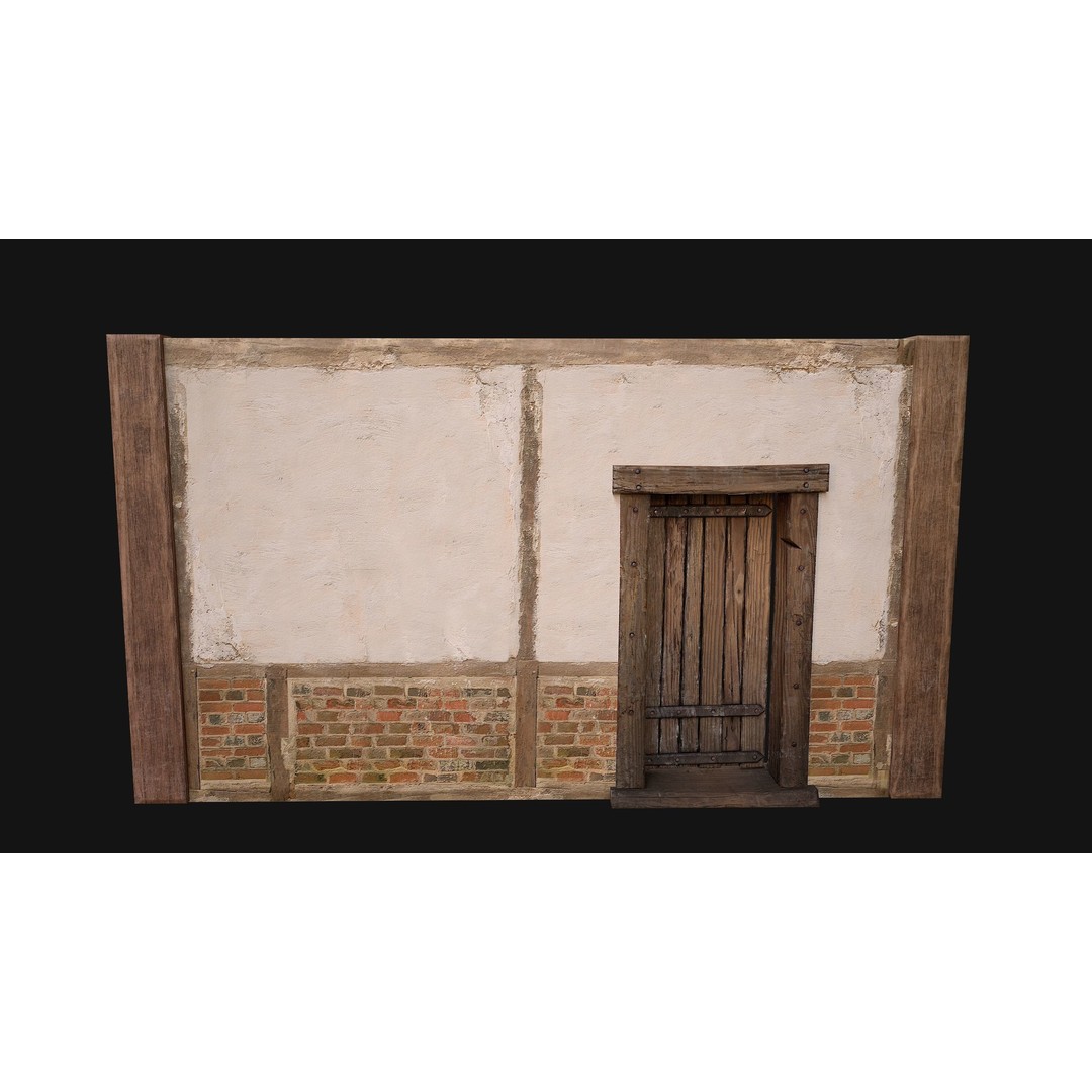 Medieval Door and Wall 3D Model – Low Poly Game Ready Asset, FBX - View 18