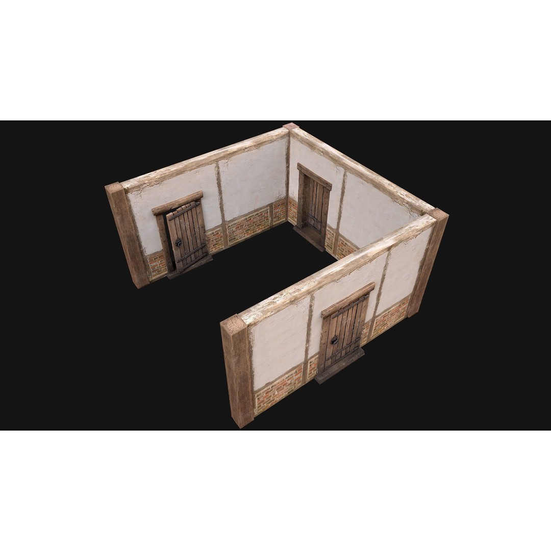 Medieval Door and Wall 3D Model – Low Poly Game Ready Asset, FBX - View 20