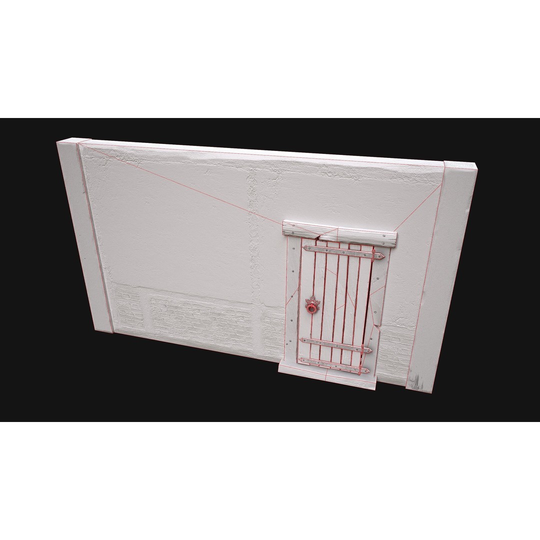 Medieval Door and Wall 3D Model – Low Poly Game Ready Asset, FBX - View 21