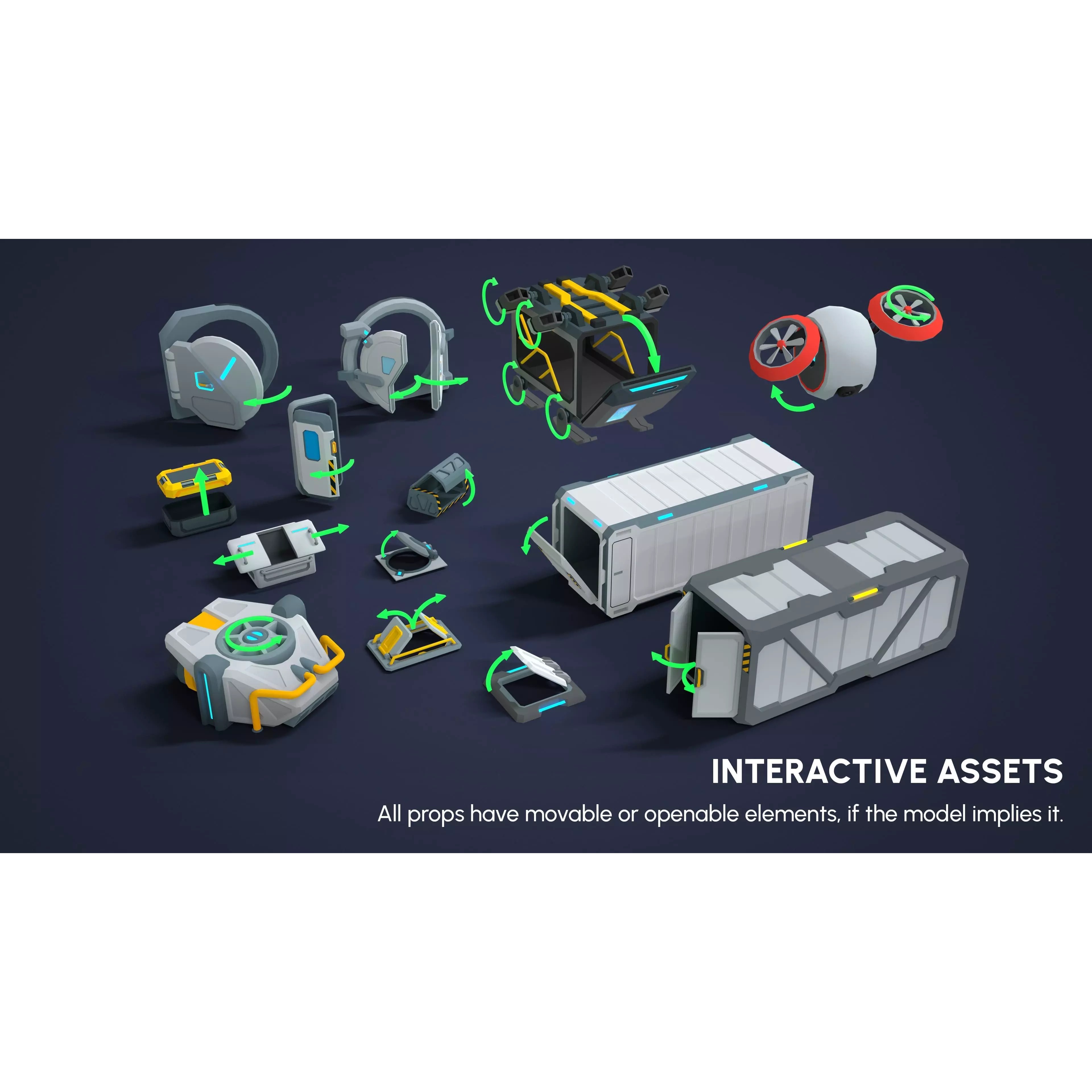 Sci-Fi Props - Low-Poly Game-Ready 3D Model - View 11